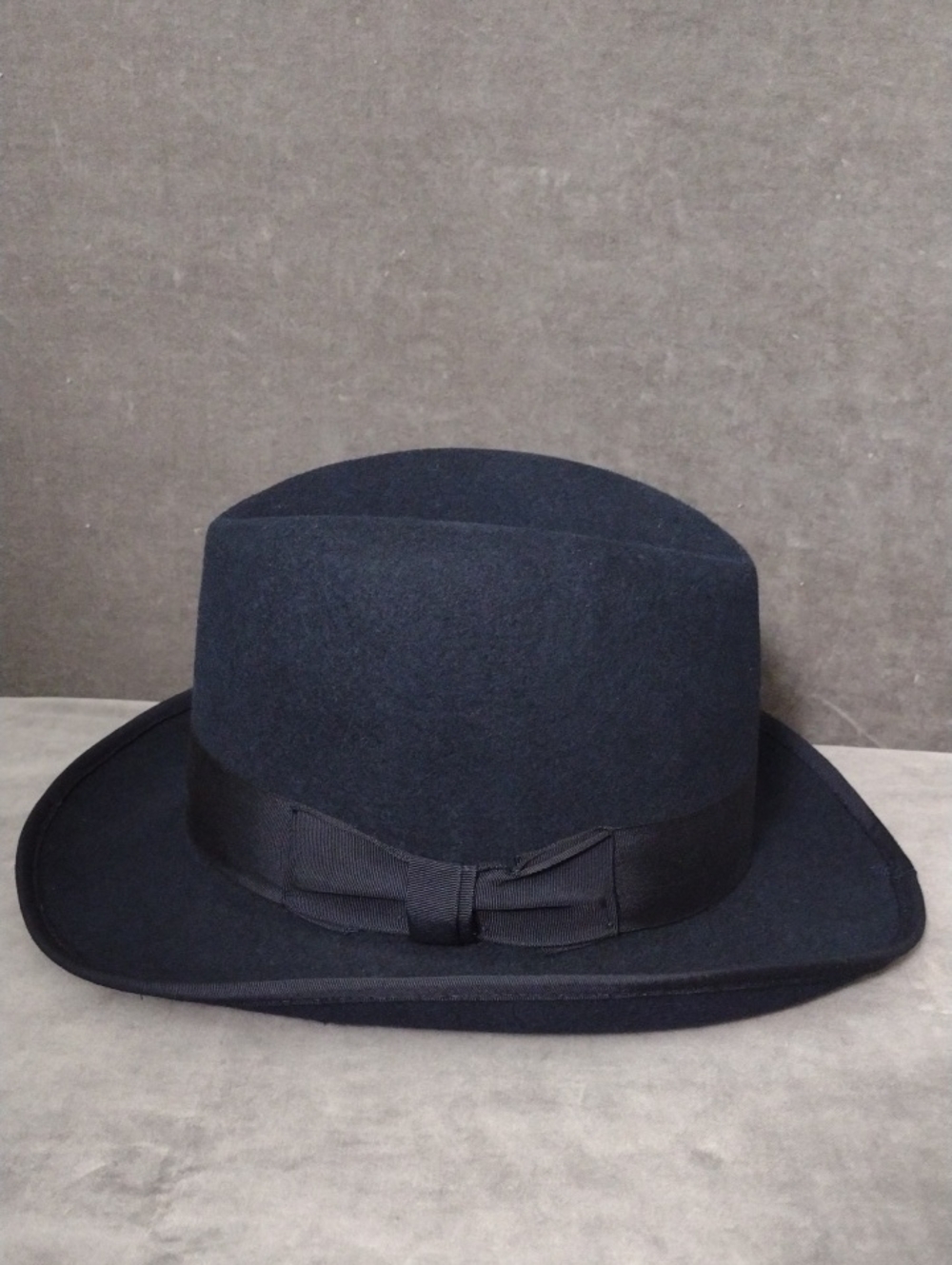 Ferrecci God Father Blue Wool Felt Fedora Hat with Ribbon Band Size Medium